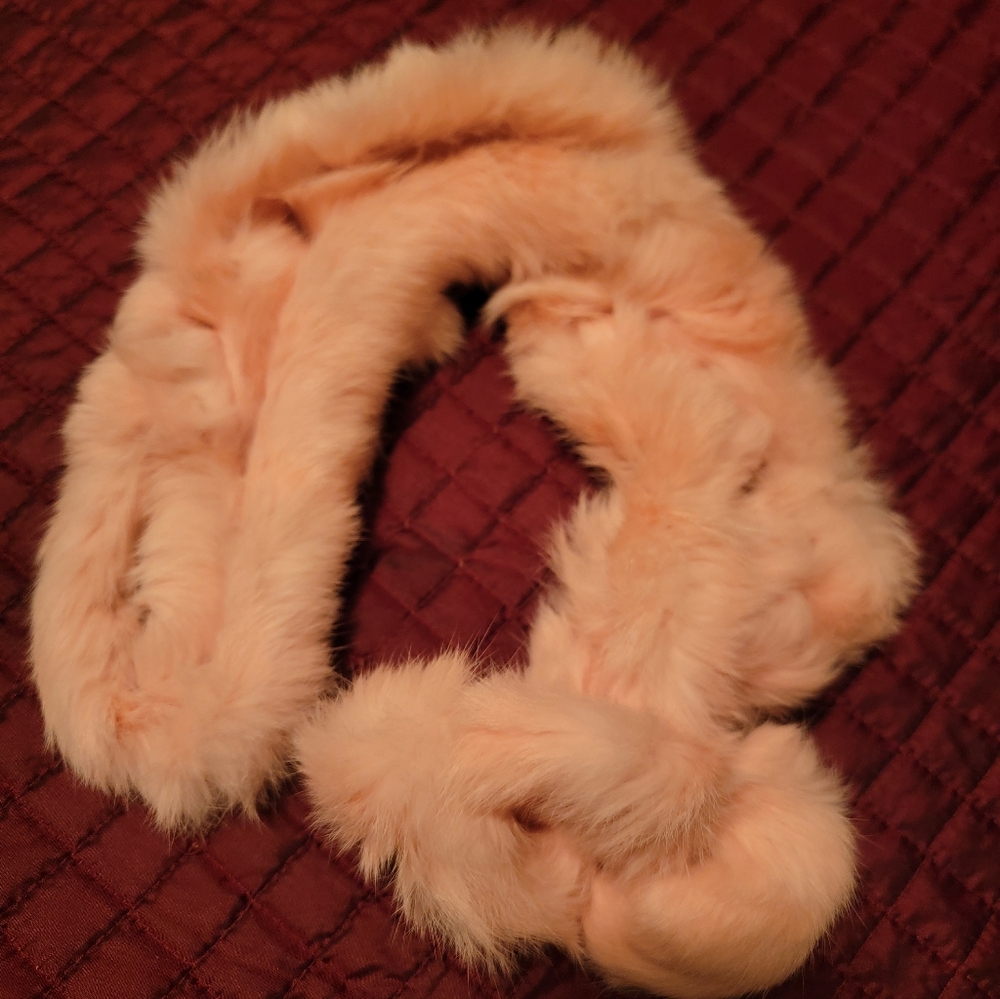 Heaslip Rabbit Fur Pull Through Scarf in Soft Peach